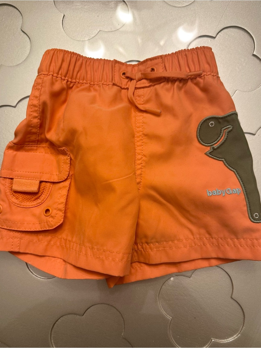 GAP Orange Kids Swim Shorts with Elephant Appliqué